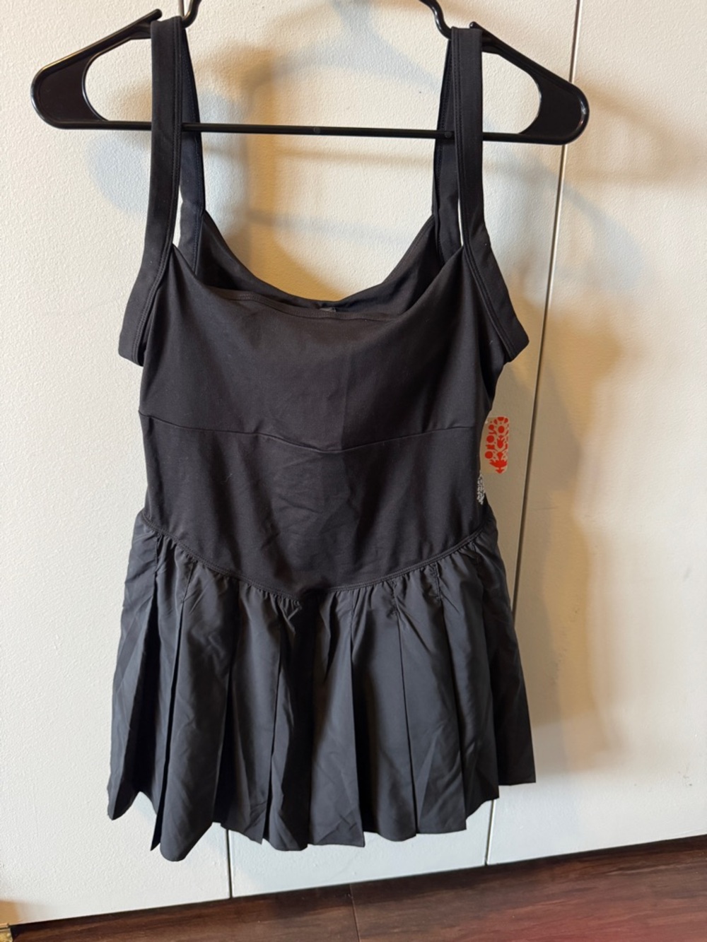 FP Movement by Free People Black Tank Mini Dress with Pleated Skirt